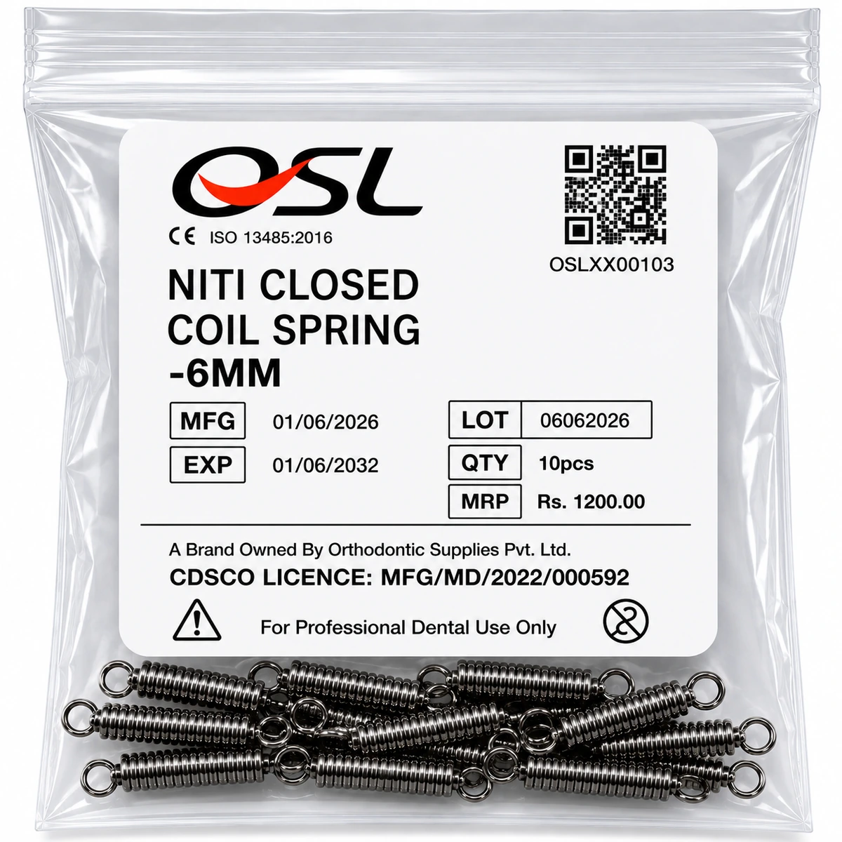 OSL NiTi Closed Coil Springs 0.010 (Pack Of 10)