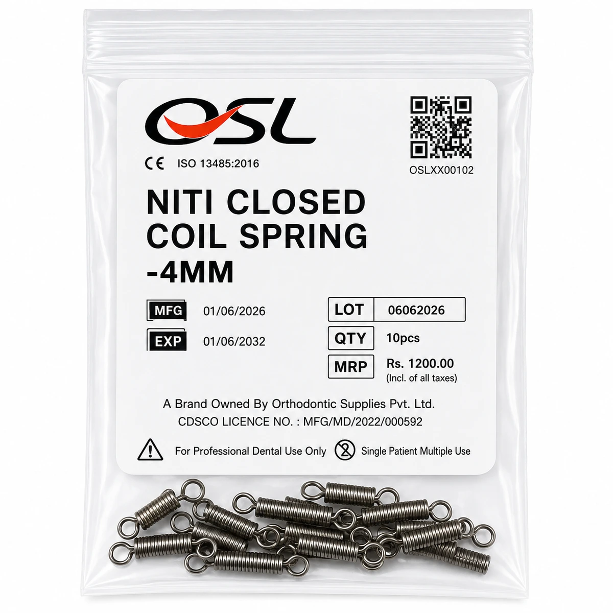 OSL NiTi Closed Coil Springs 0.010 (Pack Of 10)
