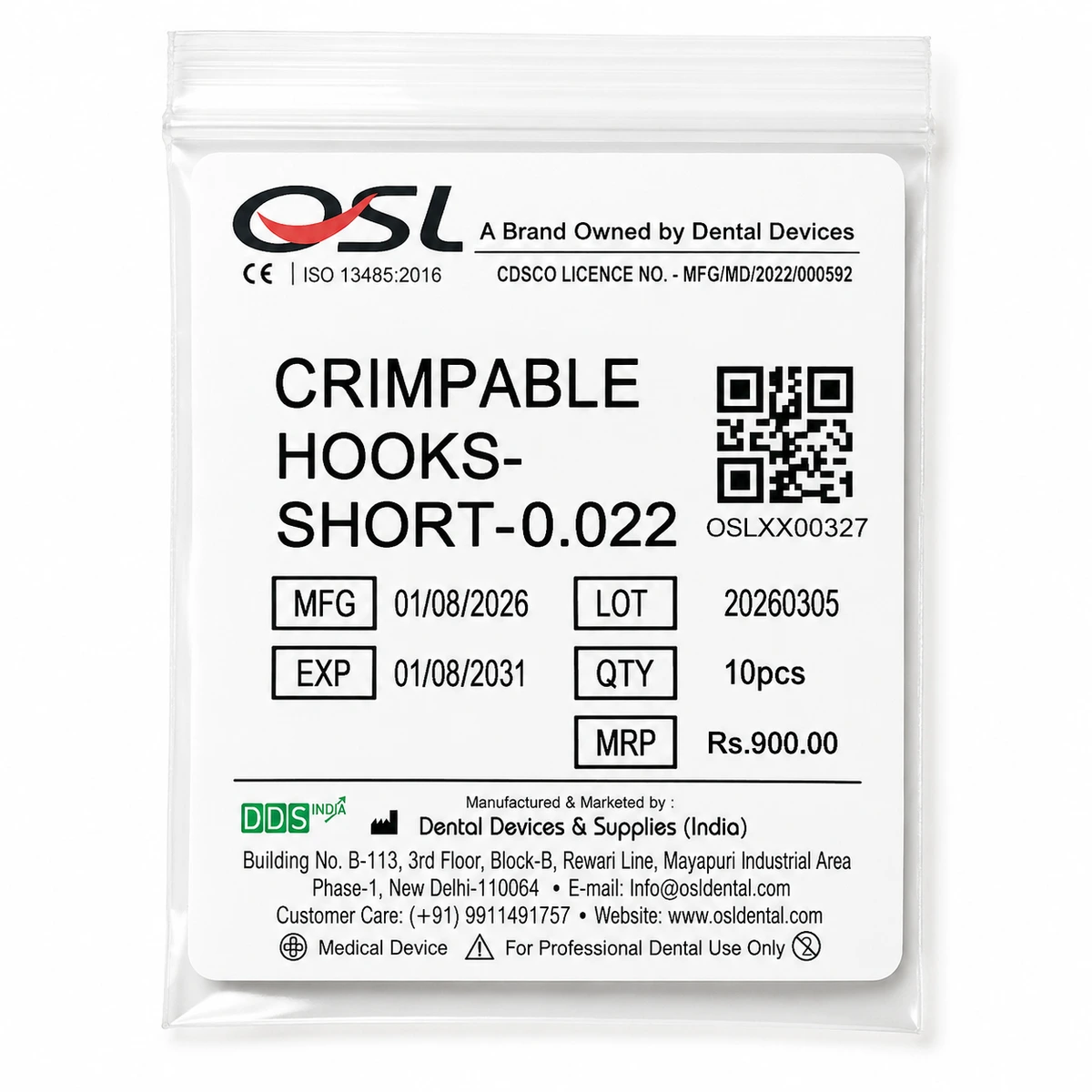 OSL Crimpable Hooks - Long (Pack Of 10)