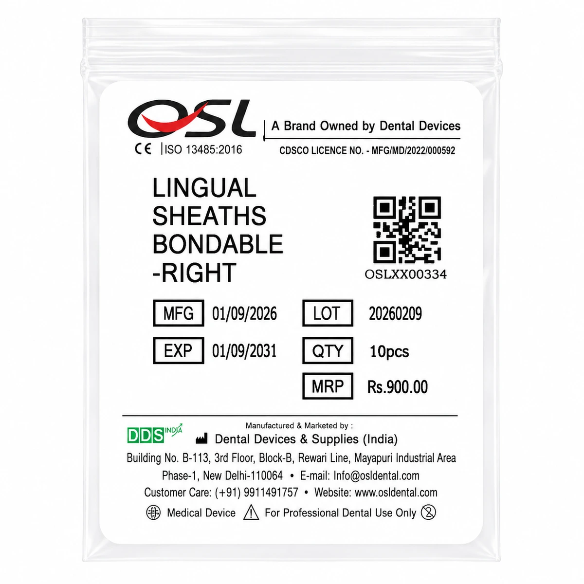 OSL Bondable Lingual Sheaths (Pack Of 10)