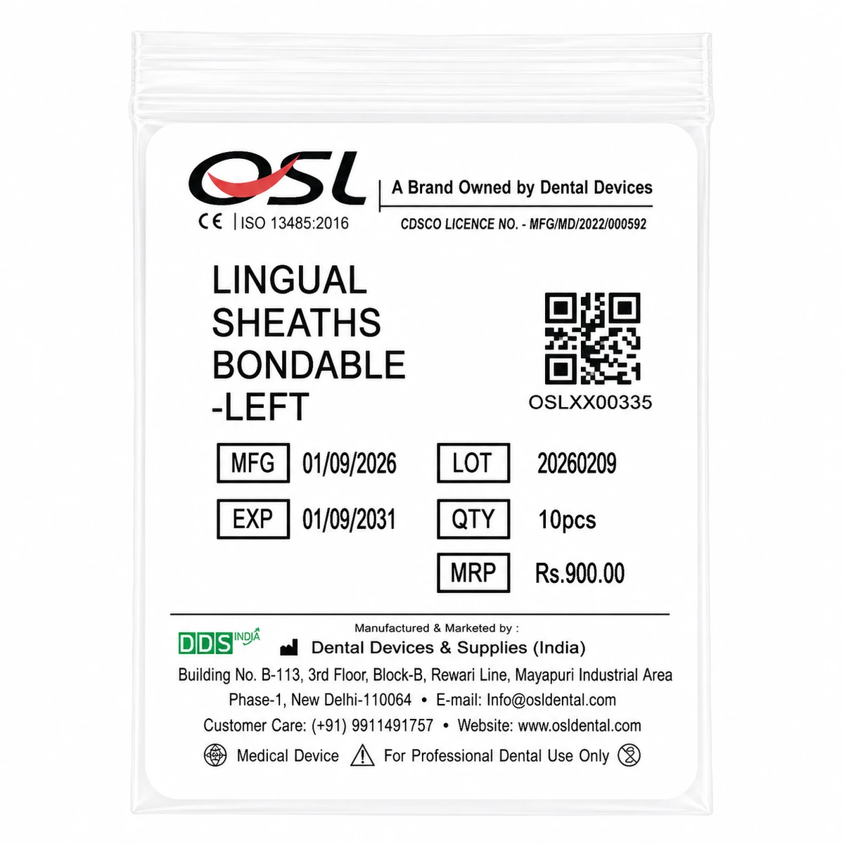 OSL Bondable Lingual Sheaths (Pack Of 10)