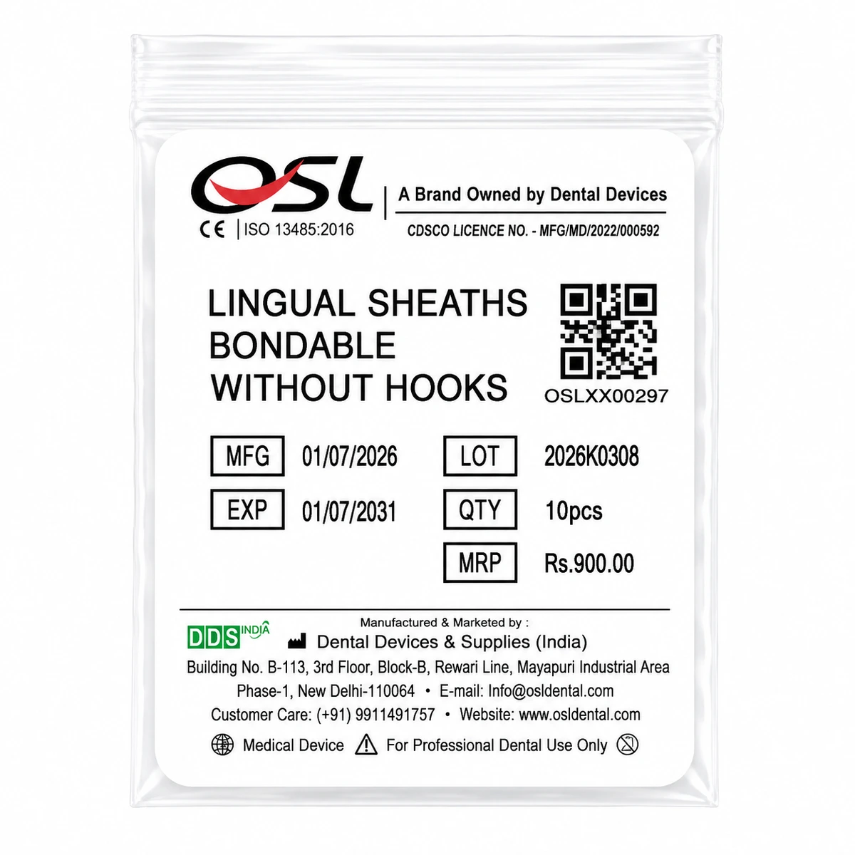 OSL Bondable Lingual Sheaths (Pack Of 10)