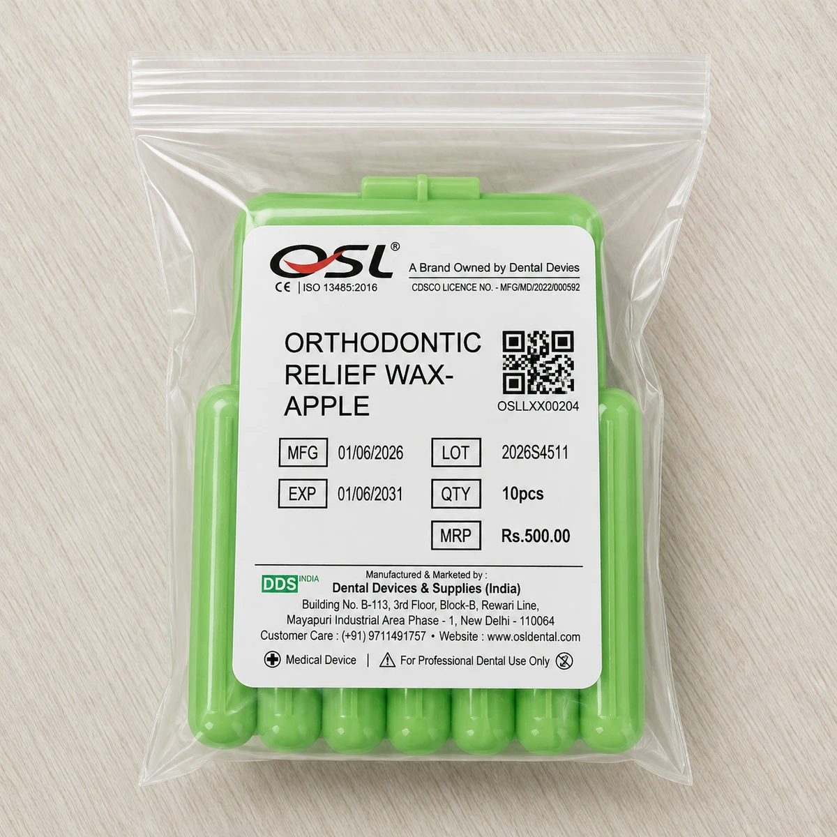 Orthodontic Relief Wax- Apple (Pack of 10)