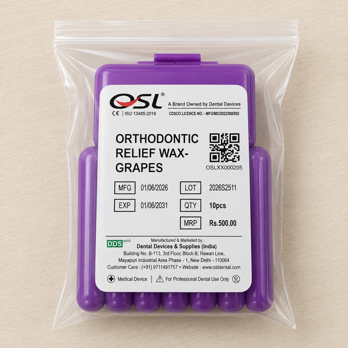 Orthodontic Relief Wax- Grapes (Pack of 10)