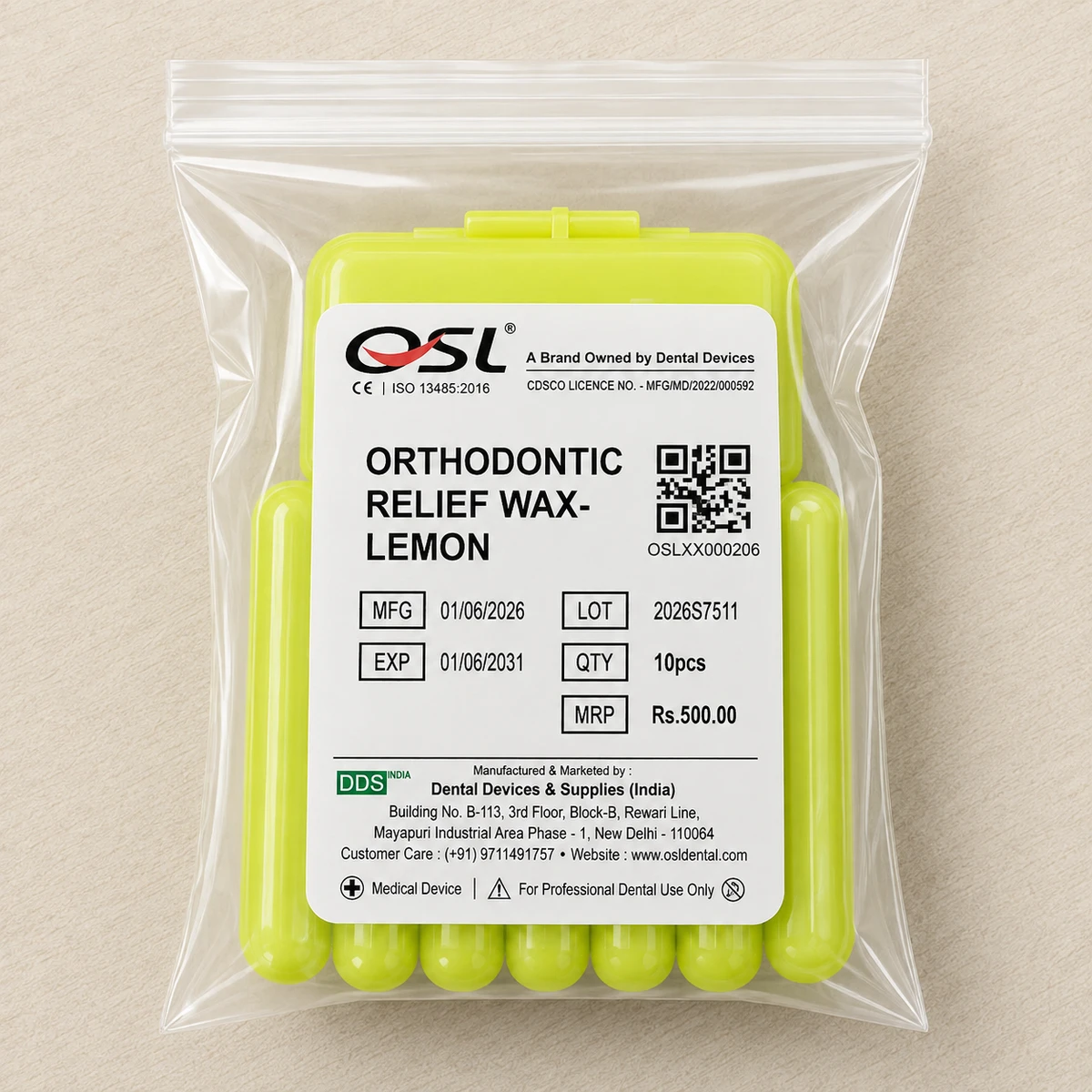 Orthodontic Relief Wax- Lemon (Pack of 10)