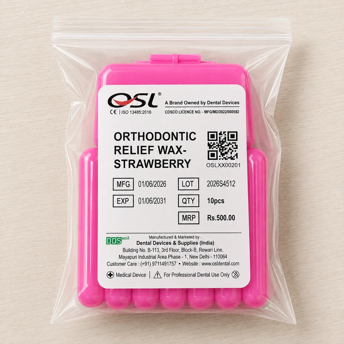 Orthodontic Relief Wax- Strawberry (Pack of 10)