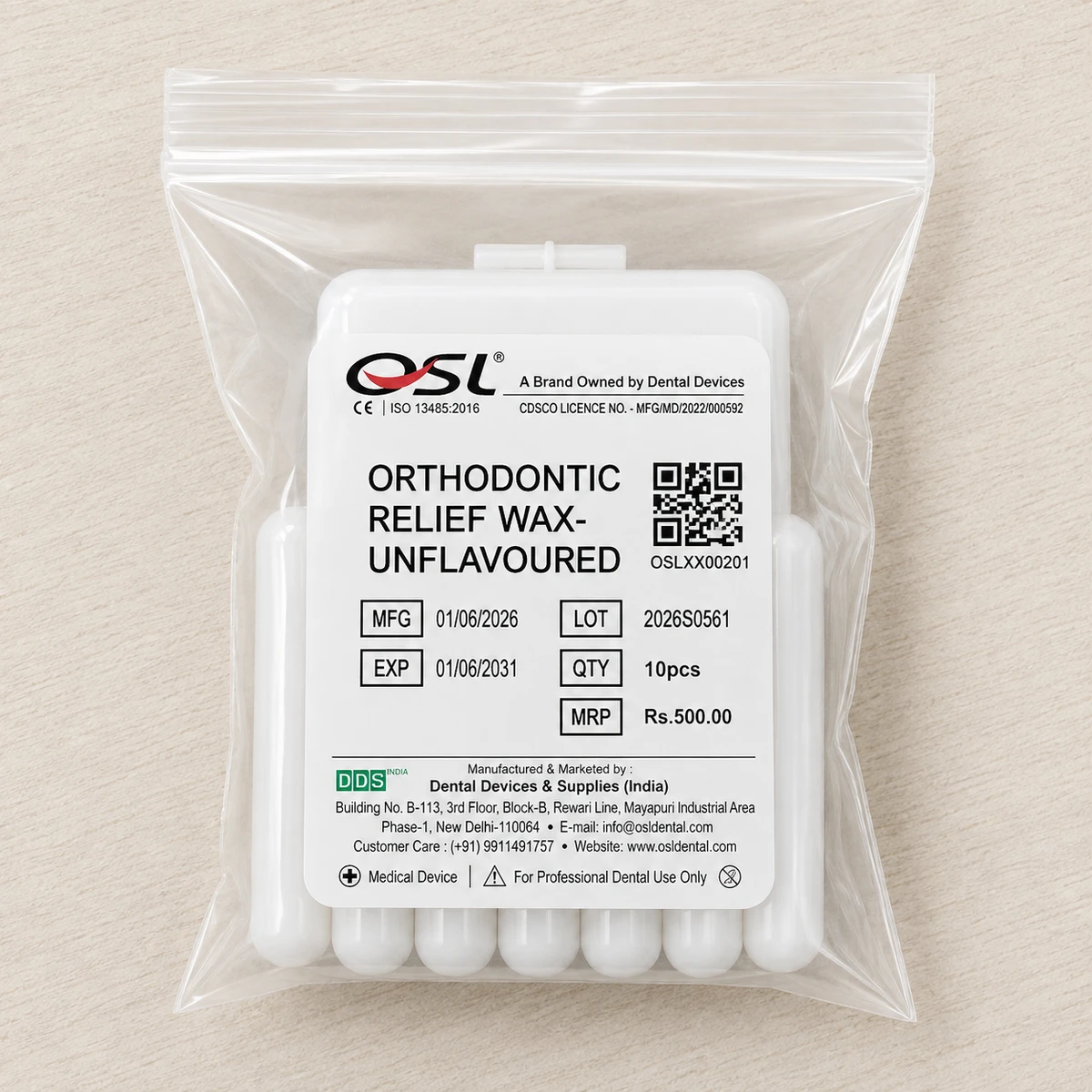 Orthodontic Relief Wax- Unflavored (Pack of 10)
